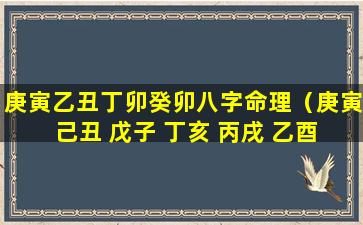 庚寅乙丑丁卯癸卯八字命理（庚寅 己丑 戊子 丁亥 丙戌 乙酉）